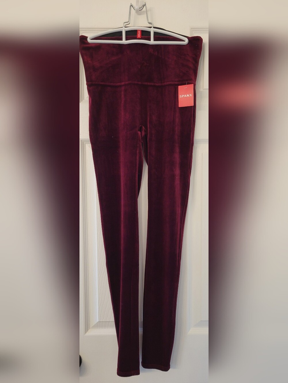SPANX Velvet High-Waist Leggings in Deep Burgundy